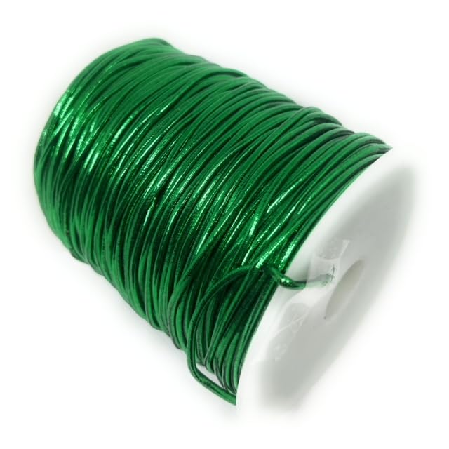 Weststone 1 Rolle – 91,4 m x 2 mm runde Metallic-Stretchschnur, elastische Kordeln, elastische Stretchschnur für Armbänder, Flechten, Ornamente, zum Aufhängen, Geschenkverpackungen – Gold, Silber oder