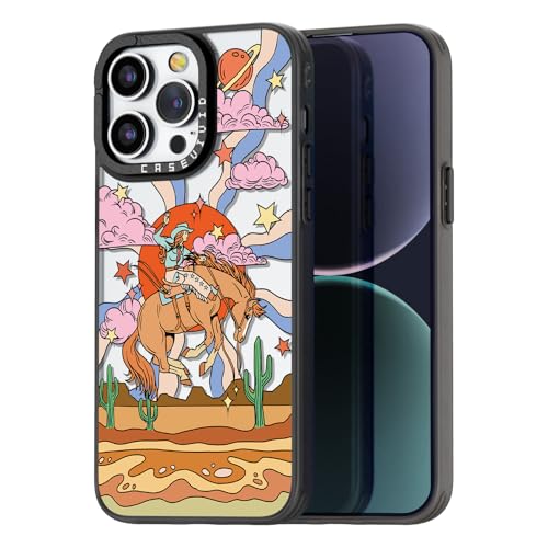 Coque iPhone 14 Pro Max noire avec motif cowboy Vaquero mignon 6,7 pouces