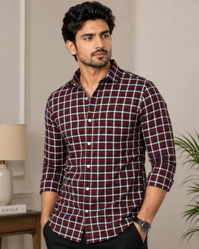 Image of Cotswool Checks Unstitched Shirt Fabric 2.25 Meter, 44 Inch
