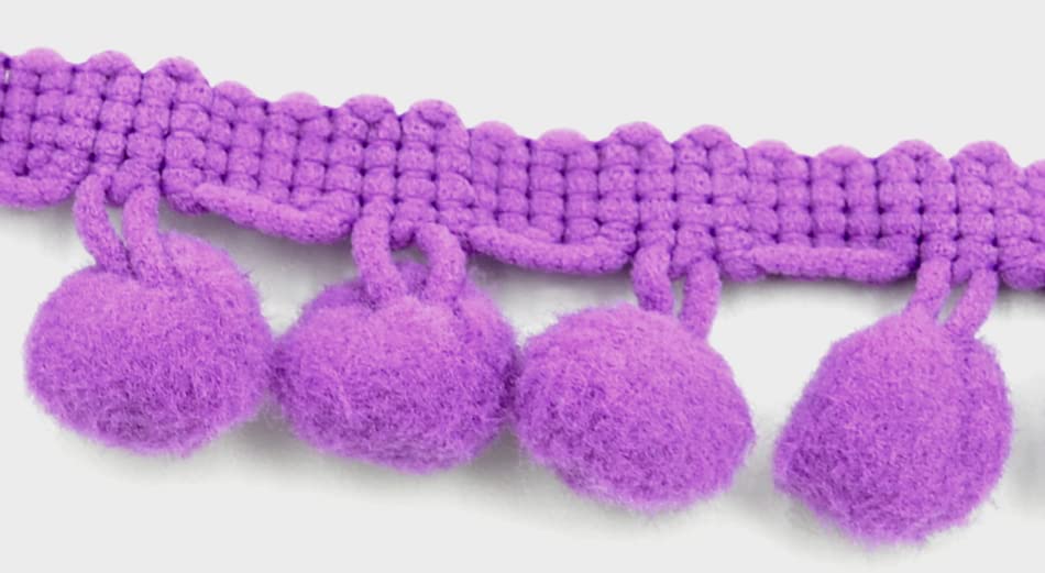 celloexpress Soft Pom Pom Fringe Trim - 10mm - Arts & Crafts | Cushions | Garments | Kids Bedroom (3m - 300cm, Purple)