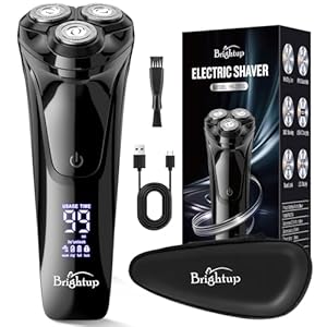 Brightup Rasierer Herren Elektrisch mit 4D-Schwebekopf, Kabellos LED Elektrischer Nass- und Trockenrasierer für Männe, IPX6 Wasserdichter Elektrorasierer, USB-C Aufladung & Pop-Up Trimmer, Reisesperre