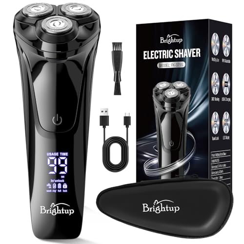 Brightup Maquinilla de Afeitar Hombre con Cabezal Flotante 4D, Afeitadora Eléctrica en Húmedo y Seco para Hombres, Recortador de Barba Impermeable IPX6, Carga USB-C y Recorte Emergente