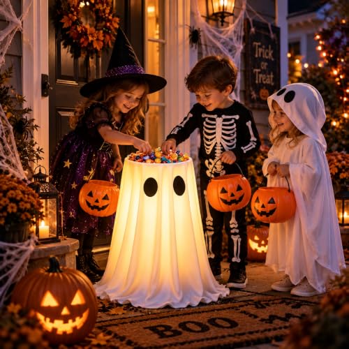 Halloween Ghost Candy Bowl, 47in Adjustable Height Candy Holder with Remote - image 7