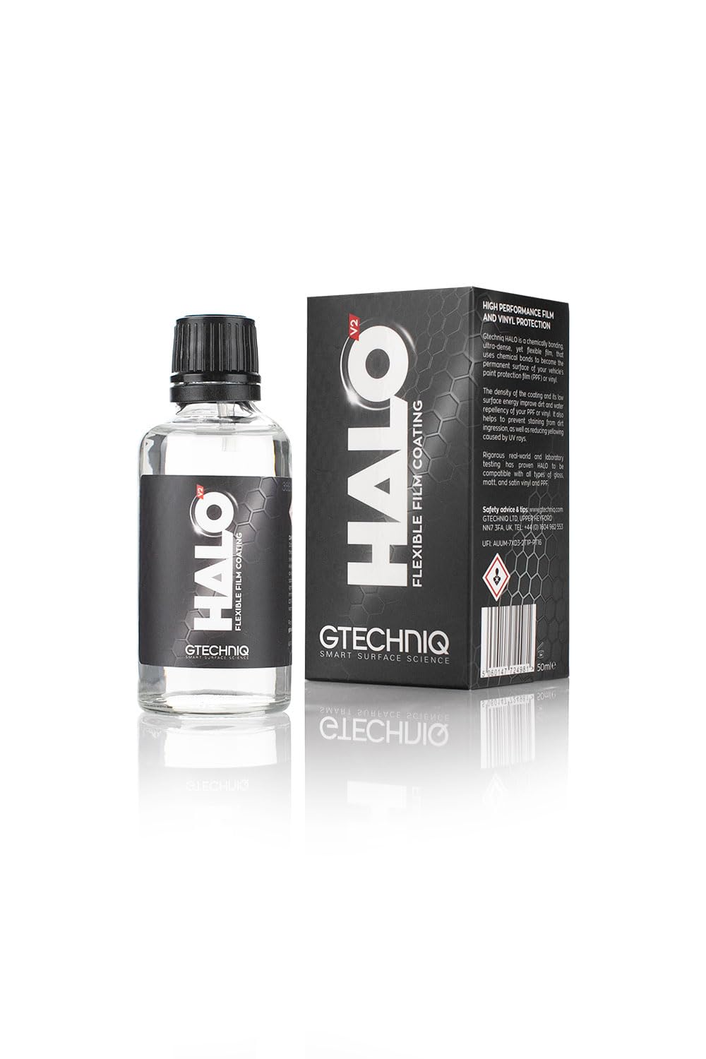 Gtechniq Halo V2 - Proteção Flexível para Pintura, PPF e Vinil - Seguro para Todos os Tipos de Envelopamento/PPF: Acabamentos Brilhantes, Satinados e Foscos, Além de Auto-Cura - 50ml