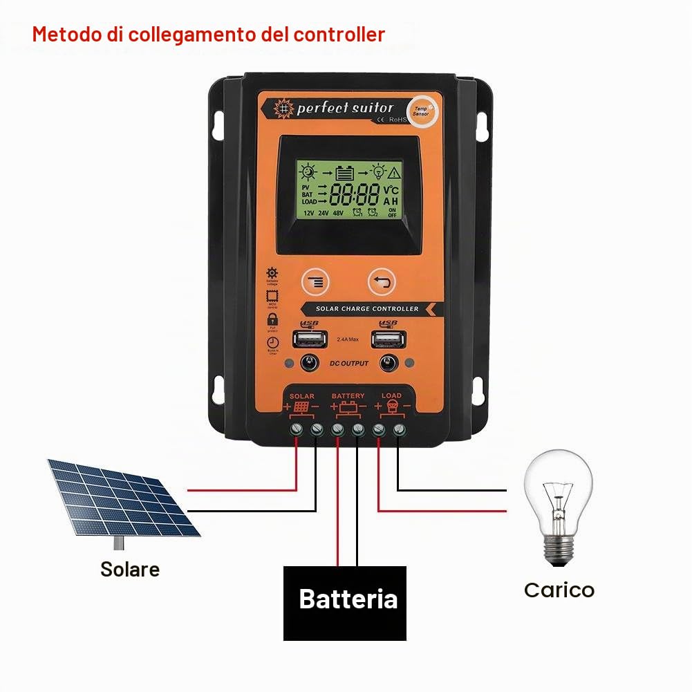 Regolatore di carica solare Pannello solare Regolatore di batteria Doppio display LCD USB 12V/24V 30A50A MPPT(30A)