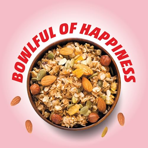Image of Kwality Crunchy Muesli Almond, Raisins and Honey, Goodness of Multigrain, High in Fibre Source of Vitamin, Iron and Protein 1Kg Jar [Pack of 1]