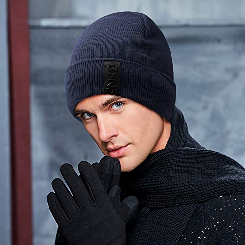 Hongtellor Knit Beanie Warm Thick Lined Hat Mens Winter Skull Cap Unisex Beanie Cap Blue #TOP5