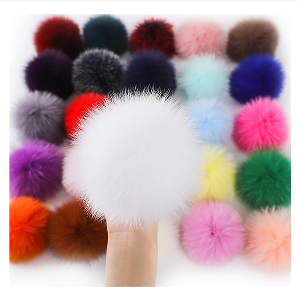 2 sztuki pluszowych piłek z lisiem pomponem ze sztucznego futra, puszysty pompon z elastyczną taśmą gumową do czapek, toreb, breloczków, akcesoria do szalika, zawieszki, dekoracja, fioletowe, 15 cm