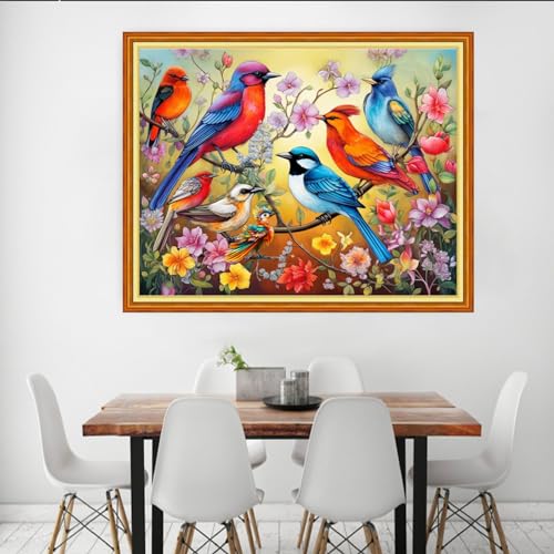 Image of Dooxvey Cross Stitch Kits for Adults Beginners,Full Range of Cross-Stitch Stamped Kits Needlepoint Kits for Beginners Embroidery Kits 11CT Cross Stitch Patterns-Birds and Flowers 16x20 inch
