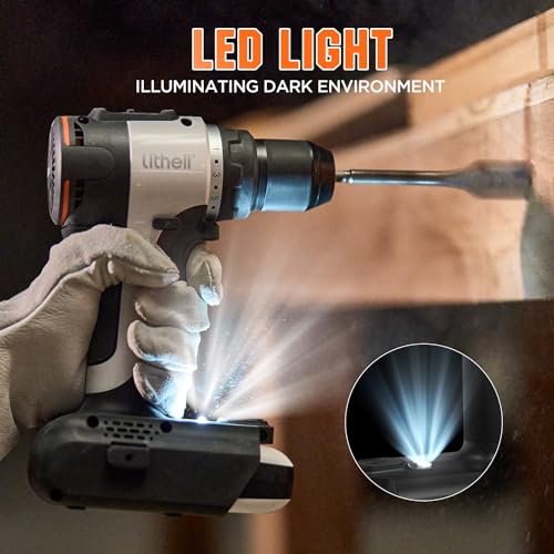 Litheli 20V Cordless Drill Driver, Brushless Power Drill with 2 Variable Speed, 1/2 Inch Keyless Chuck, Electric Drill, 17+1 Clutch Settings with Maximum Torque of 530 In-lbs by LiTHELi - Image 6