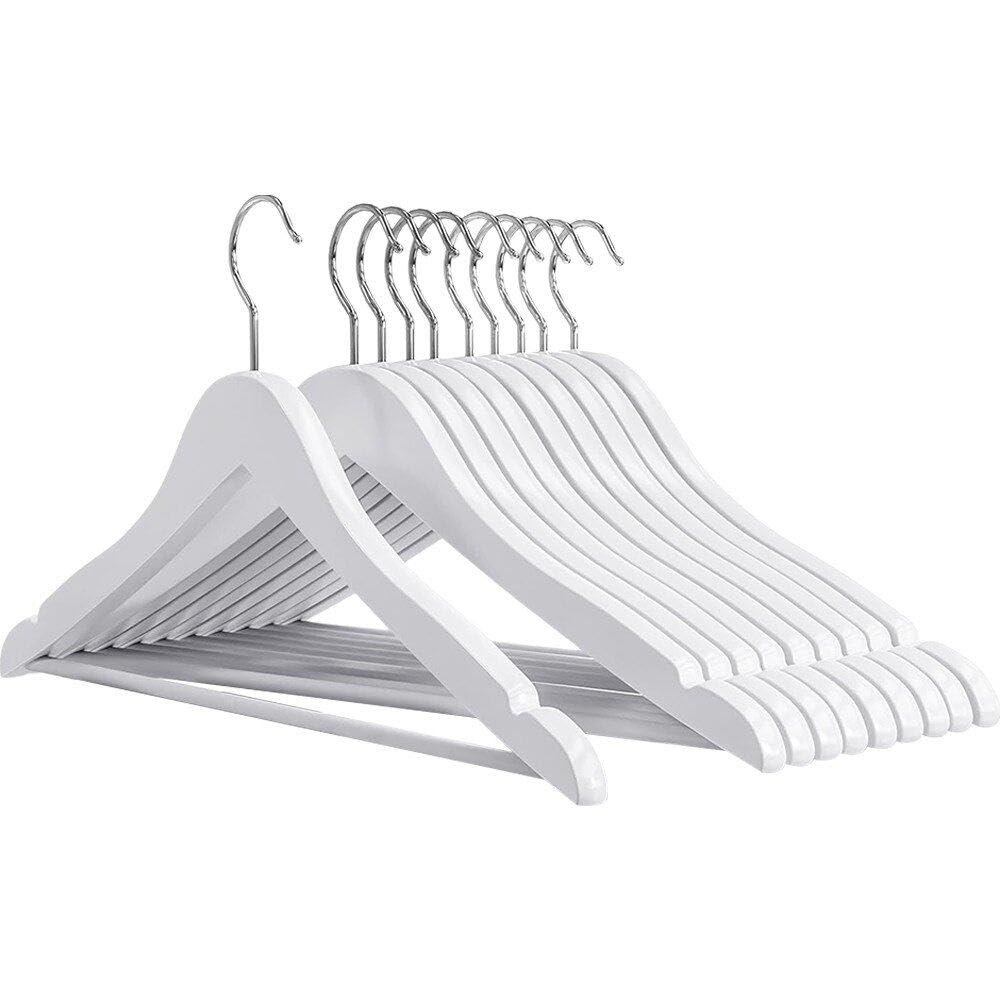 10 Grucce in Legno, Grucce per Abiti con Tacche sulle Spalle Antiscivolo, Grucce per Camicie, Giacche, Abiti, Pantaloni