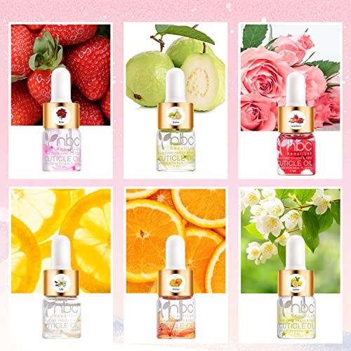 Nbc Cuticle Oil 6 Fruit-Scent Mini Bottle Set For Repaire Nail Cuticle Skin Damage 6X5Ml Total #TOP1