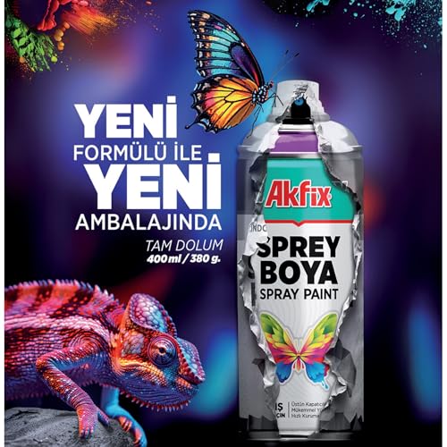 Akfix Sprey Boya, Yüksek Kapatıcılık, İç ve Dış Mekan Kullanımı, Nitro-Combi Kalite, UV Dayanıklı, Hızlı Kuruyan, Çizilme ve Darbe Dayanımlı, Çok Amaçlı Dekoratif Boya (Parlak Beyaz)