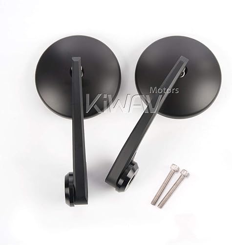 Miniatura 8 de KiWAV Espejos de extremo de barra de motocicleta Eclipse Black Heavy Weight compatible con M6 roscado dentro de la barra
