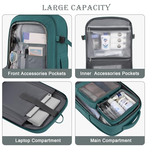 Image of Rinlist Travel Backpack, Carry-on Backpack for Men Women, Travel Backpack Carry on Flight Approved, 40L Personal Item Backpack, Travel Essentials Must Haves, Peacock Blue