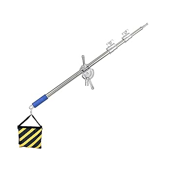 TENBEST Stainless Steel Heavy Duty Boom Arm Bar with Sand Bag for Professional Light Stand and C Stand