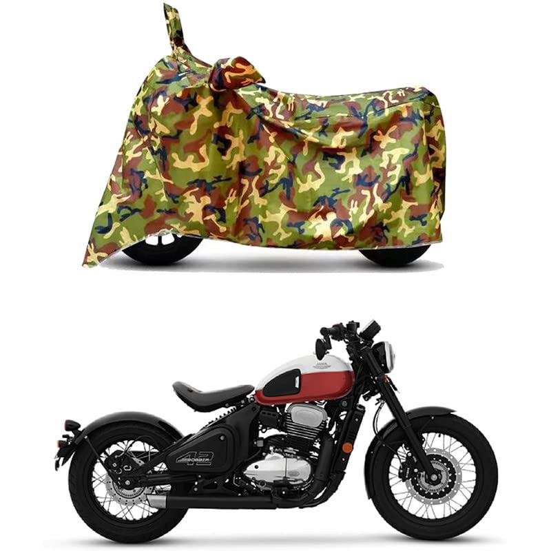 Image of Waterproof 100% PVC Coated Full Bike Scooty Two Wheeler Body Cover Compatible for Jawa 42 Bobber /UV-Rays /Heat Protection /Birds Dropping /Scratchproof /Dust Proof s[6X6 Jungle Print]