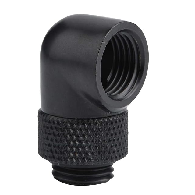 Gwint G1/4 PC Chłodzenie wodą, Obrotowy łącznik Rurowy Pod Kątem 90° Złącze Kątowe Złączki Komputerowej Adapter Złącza do Komputera PC System Chłodzenia wodą (BLACK)