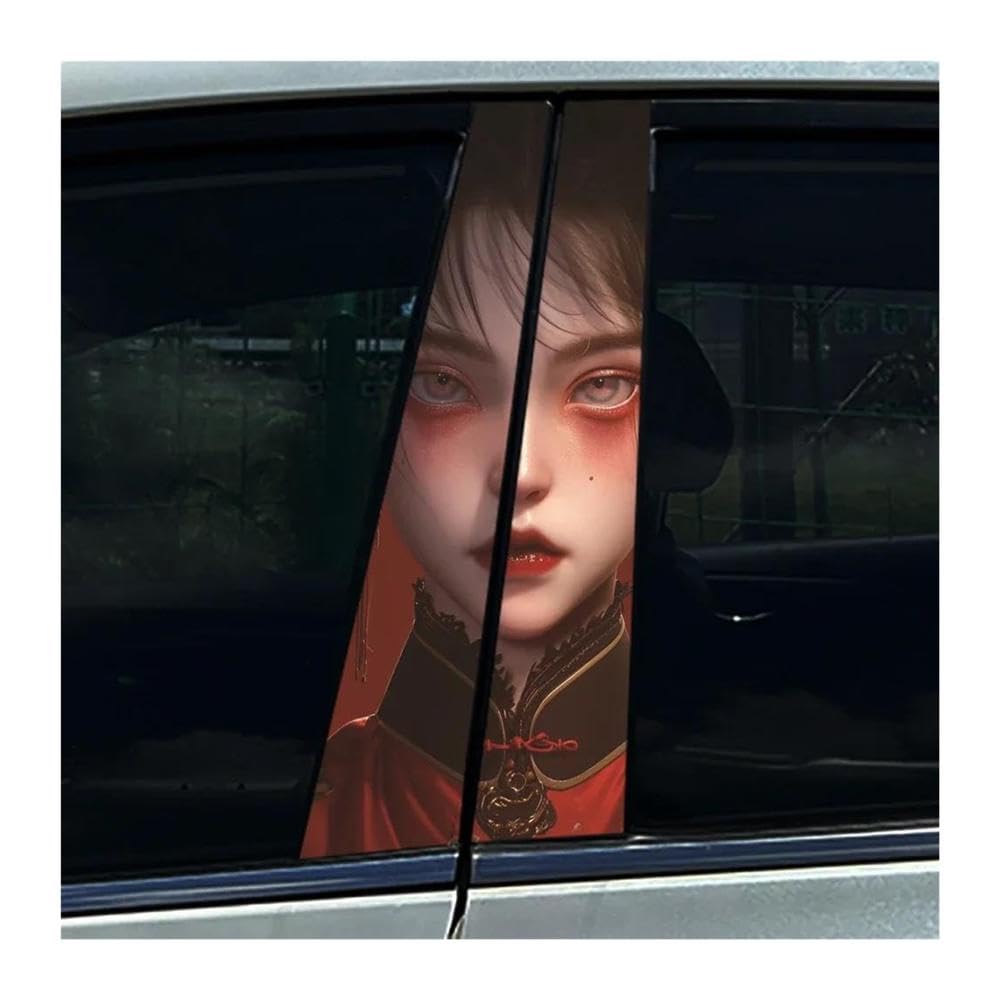Body Parts 2PCS Car B Pillar Sticker Chinese Ancient Style Corpse Bride Waterproof Center Column Decals(B)