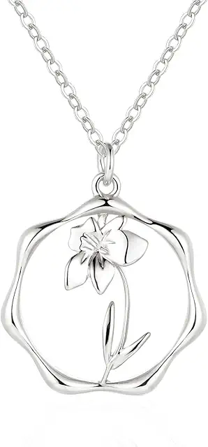 Custom Birth Flower Necklace - 18K Gold Plated Layered Paperclip Chain for Women