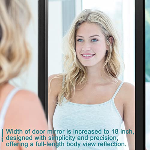 Neutype 44" X 16" Over The Door Mirror Full Length Mirror Door Mirror Wall Mirror Hanging With 2 Metal Hangers For Bedroom Living Room Bathroom Black #TOP2