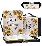 Coldinair Sunflower Butterfly Leather Bible Covers Bag for Girls Women with Pen Pouch,with God Al...