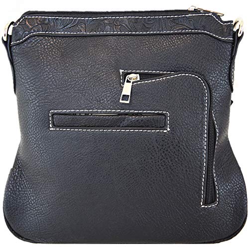 Western Style Metal Butterfly Rhinestone Studded Floral Tooled Leather Women Purse Crossbody Handbag Single Shoulder Bag3