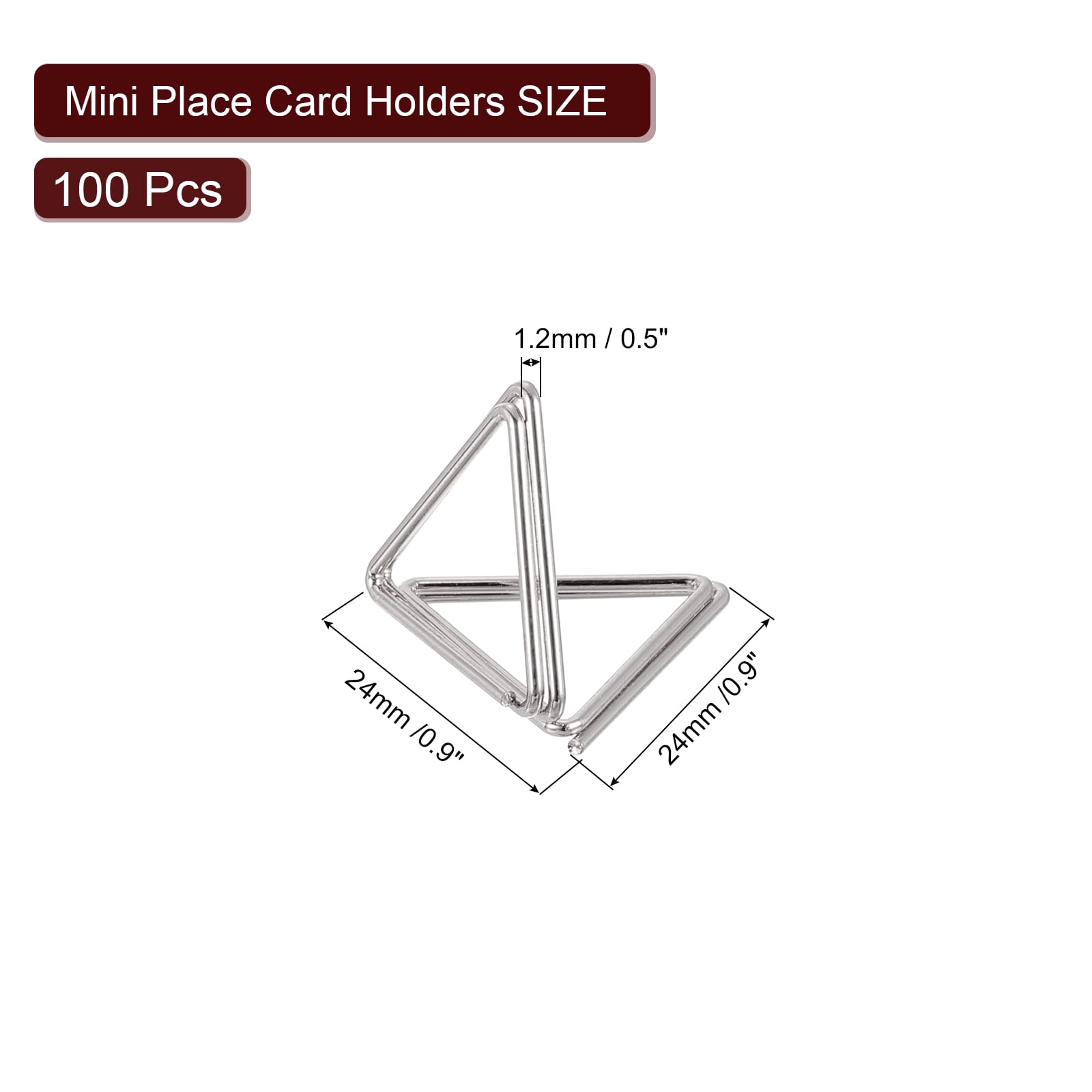 Uxcell 100Pcs Triangle Shape Table Number Holders Mini Place Card Holders Carbon Steel Picture Holders for Tables Centerpieces Wedding Reception - Image 2