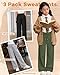 LessonZoo 3 Pack Girls Wide Leg Sweatpants Drawstring Baggy Pants Teen Girls Athletic Joggers Pants with Pockets 5-14Y(Army Green, Light Heather Gray, Black,13-14 Years)