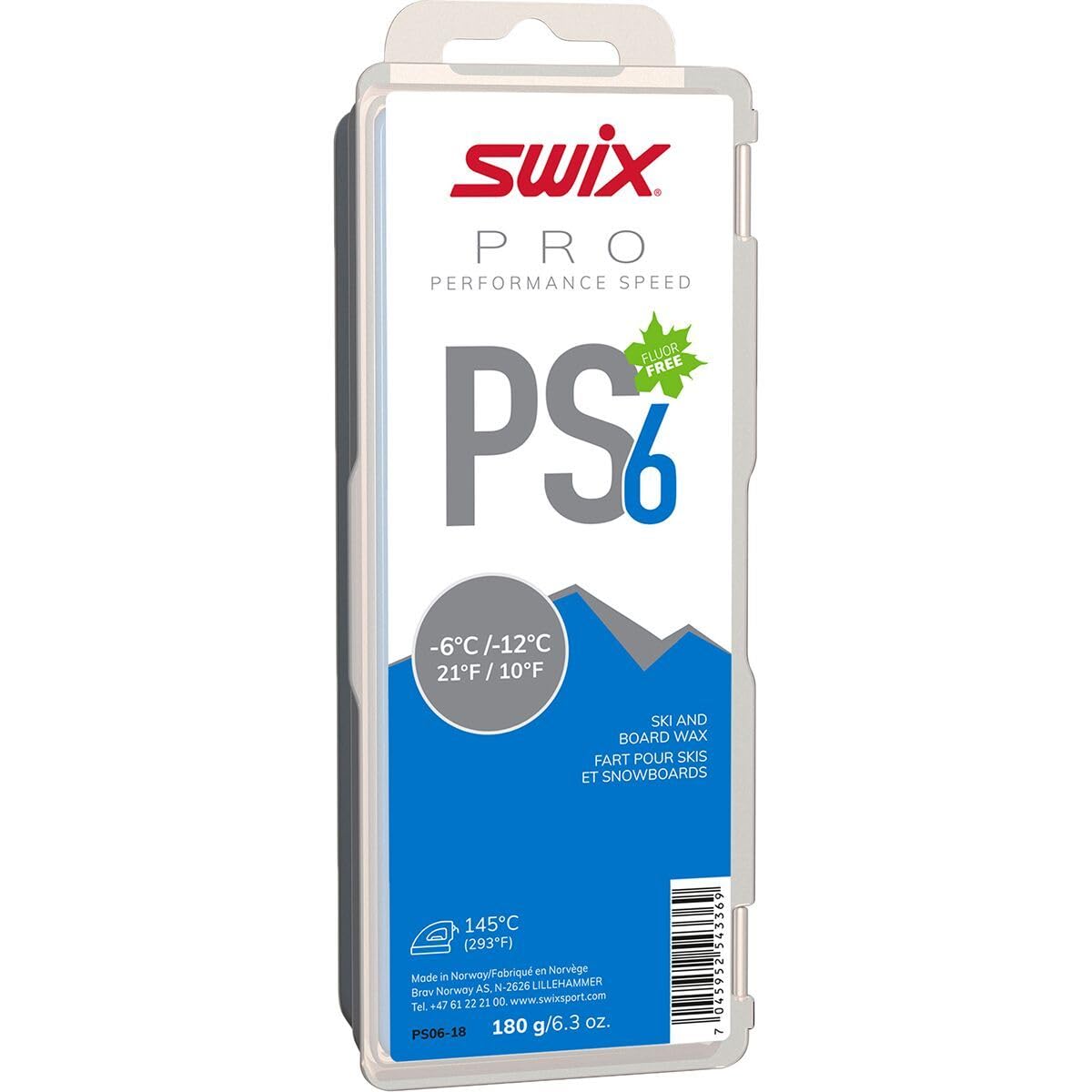 PS06-90 - PRO Speed Wax Shop - PS6 Blue 10 to 21 Degrees Fahrenheit - Bulk 900g Box - 5 x 180g Bars - Fluoro Free - Ski or Snowboard-image-41