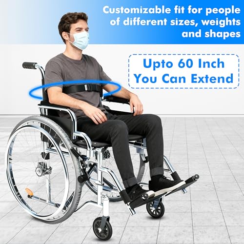 Image of OTICA Wheelchair Safety Strap Seat Belt, Adjustable Length - Black Anti-Slip and Anti-Fall Wheelchair Fixation Belt, Extra Long Size-Suitable for Obese People (Buckel belt)