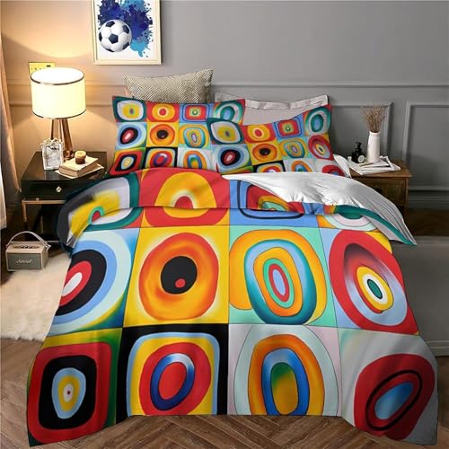 Housse de couette cercles 3D 140x200 microfibre lit simple - 6