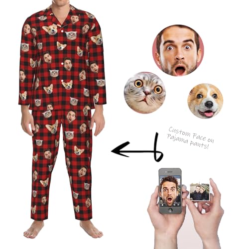 Personalized Pajamas Set Pants Plaid Custom Funny PJ Pant Design with Face Pajama4