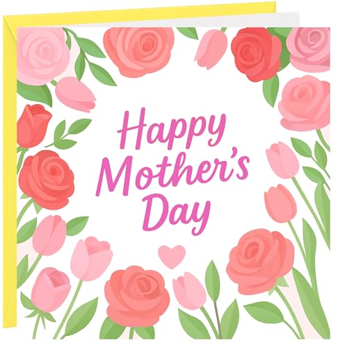 Mothers Day Card Beautiful Floral Flower Tulip Design 350gsm Thick Card Happy Mothers Day Cards For Mum Mummy Step Mum