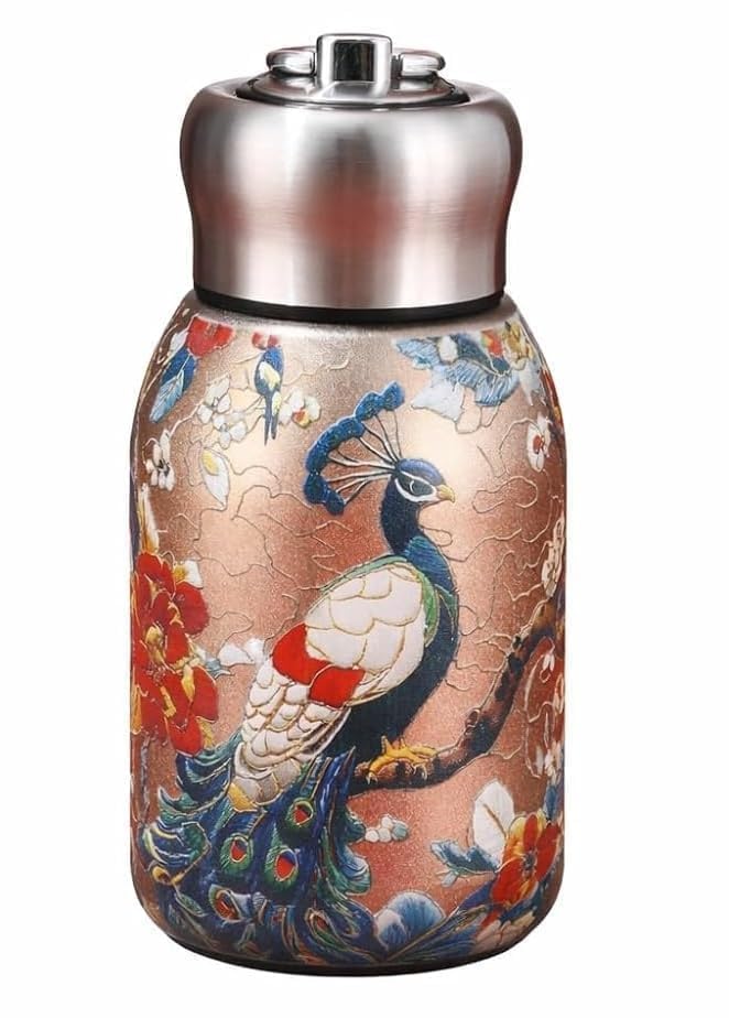 ZOCKRIX Water Bottle for Office Desk – Peacock Design Stainless Steel Bottle for Daily Hydration, Leakproof Rust-Resistant Travel Bottle for Work, Home & Commute