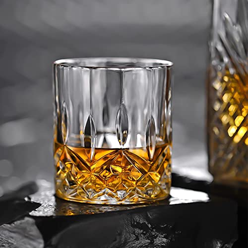 Image of LUXU Crystal Whiskey Glasses Set of 6-300 ml Bar Glass for Drinking Bourbon, Whisky, Scotch, Cocktails, Cognac- Old Fashioned Cocktail Tumblers ((XCV-6)