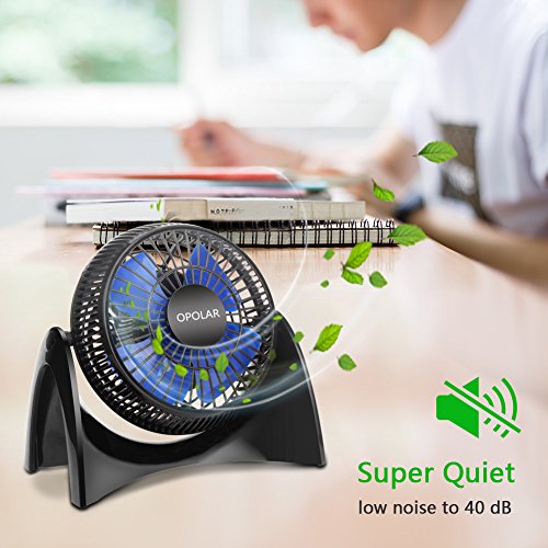 OPOLAR Portable Desk USB Fan, Super Quiet, Maximal 40db, Perfect Table Fan, Small Size, 2 Speeds, 360° Rotating Free Adjustment Personal Fan for Home,Office and Dorm-Blue - Thumbnail 7
