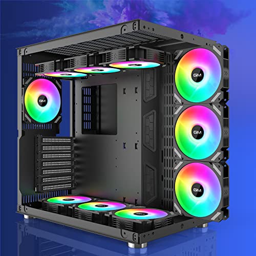 Gim Atx Mid-Tower Pc Case Black 10 Pre-Installed 120Mm Rgb Fans Gaming Pc Case 2 Tempered Glass Panels Gaming Style Windows Computer & Desktop Case Usb 3.0 I/O Port, Water-Cooling Ready (Black) #TOP6