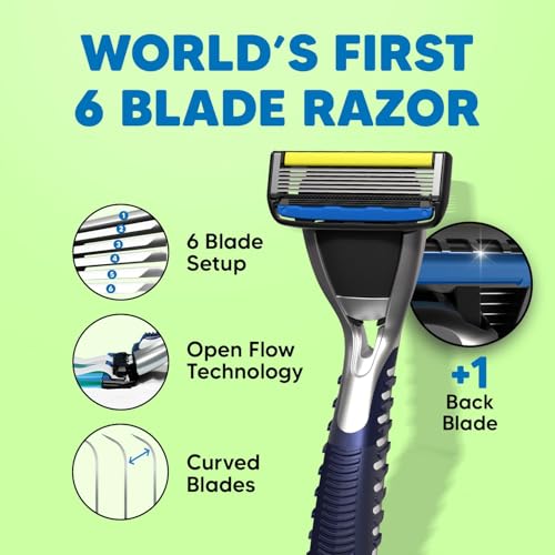 Image of LetsShave Pro 6 Maxxx - World's 1st 6 Blade Razor Refills for Men | Pack of 12 Cartridges | Precision Back Blade | Open-Flow Anti-Clog | Micro-Span Curved Blades | Common Docking Fits Pro 4 /5 /6 /7