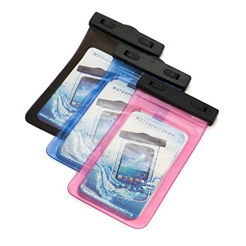 CyberTech 20 ft Waterproof Pouch Dry Bag Case Cover for Samsung Galaxy Note 4 Note 3 Note 2 and Smartphones with Screen Size up to 6' (Black)