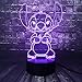 Lilo e Stitch - Lampada a forma di orsacchiotto, 3D, con sensore intelligente e sensore touch a 7 colori, LED a 7 colori, per casa, comodino, notte, luce d'atmosfera, festa di compleanno, amici,