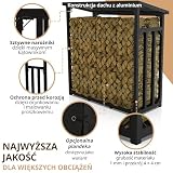 LAWA Living and Lifestyle regał na drewno kominkowe, metalowy, z dachem, ocynkowany, 188 x 70 x 188 cm, 45 kg, 3 t, 3,3³ SRM, stojak na drewno kominkowe, stojak na drewno opałowe, na zewnątrz (czarny)