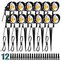 ZUCKEO 10W Landscape Lighting Low Voltage LED Landscape Lights, IP66 Waterproof Landscape Spotlights Yard Lawn Garden Outdoor Lights 12V 24V 1000LM Warm White (12Pack with Connectors)