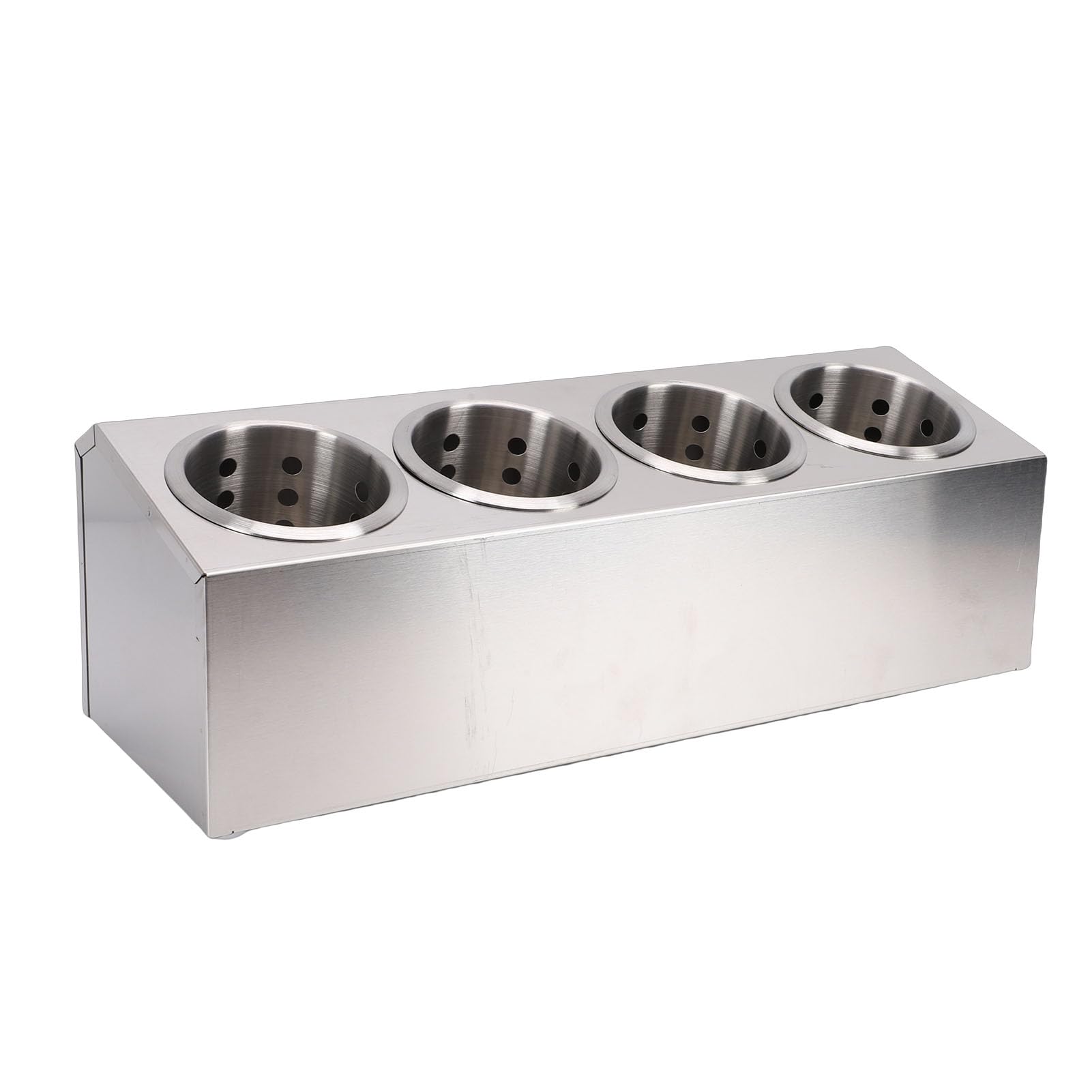 Soporte para Utensilios de Encimera de Acero Inoxidable, Organizador de Cubiertos con Cilindros de Drenaje Desmontables, Carrito de Almacenamiento de Cubiertos para Tenedores (4 compartimentos)