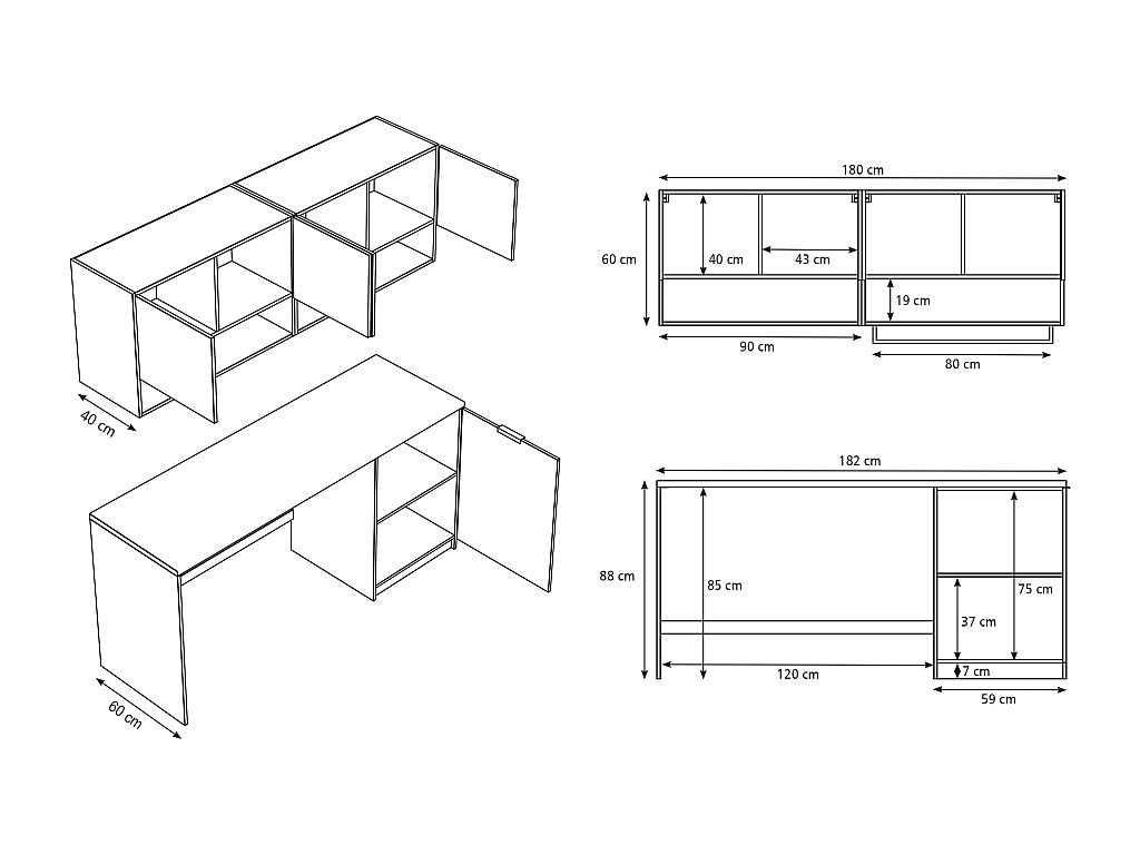 Vente-unique - Meubles de buanderie pour Machine à Laver avec Plan de Travail - L182 cm - Blanc et Naturel Clair - NATAJI
