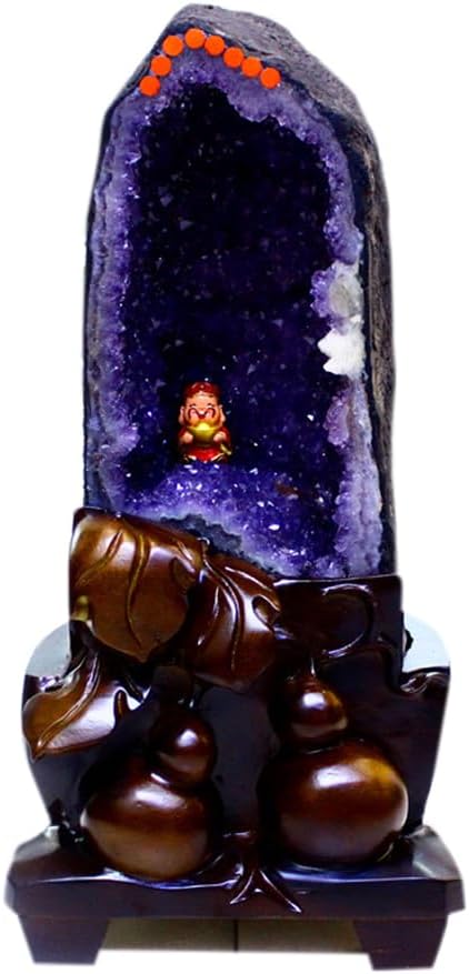 Natural Luster Natural Amethyst Cluster Uruguay Crystal Cave Money Bag, Creative Spirituality Craft Ornaments Colorful Handmade Art,