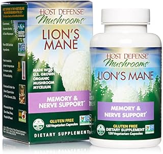 Host Defense, Lion's Mane Capsules, Promotes Mental Clarity, Focus and Memory, Mushroom Supplement, Unflavored, 120