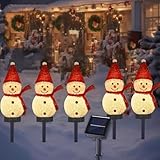 ソーラー ガーデンライト 置物ライト クリスマス イルミネーション 雪だるま クリスマス 飾り LED 屋外 防水 ソーラー 埋込み式 夜間自動点灯 お祝い パーティー飾り led 照明 (赤5連)