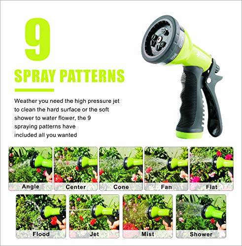 Green Expert Hose Nozzle Full Set with Quick Connectors 9 Adjustable Patterns Suit to Most Hoses Lightweight Water Sprayer Set for Pets Shower Car Wash Plants Watering Home Cleaning 479904 - Thumbnail 7
