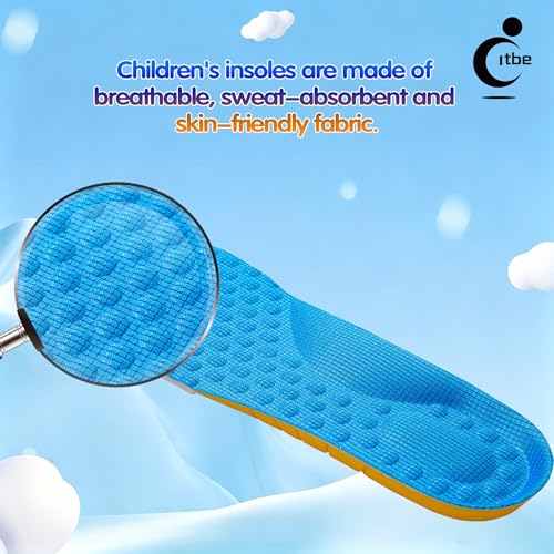 Image of Kids Insoles 2 Pairs, 4D Shoe Inserts for Children Daily Athletic Sneakers | Kids Premium Foam Shoe Insoles, Comfort Breathable Cut-to-Fit Replacement Inserts, Ideal for Kids Daily Walking & Sports Wear